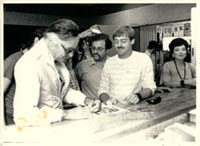 Stan Lee Signs At Heroes Circa 1984--note Peter David between Stan and Shelton!